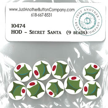 Secret Santa - 9 Holly Beads - Click Image to Close