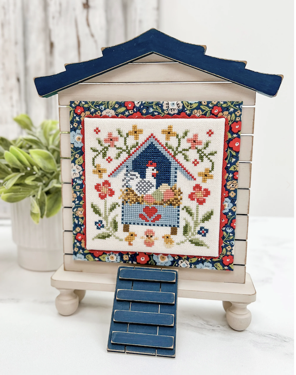 Cornflower Cottage Cross Stitch Display-Unfinished Wood