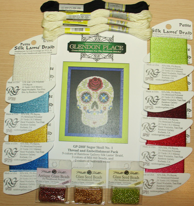 Sugar Skull No. 1 Rainbow Gallery Thread Embellishment Pack - Click Image to Close