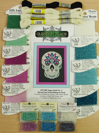 Sugar Skull No. 3 Rainbow Gallery Silk & Embellishment Pack - Click Image to Close