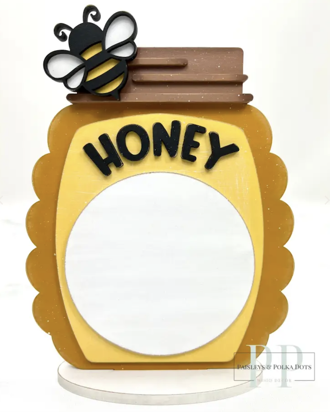 Old Fashion Honey Jar Cross Stitch Display-Unfinished Wood