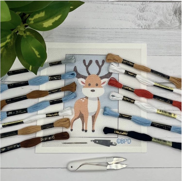Cartoon Reindeer Needlepoint Kit