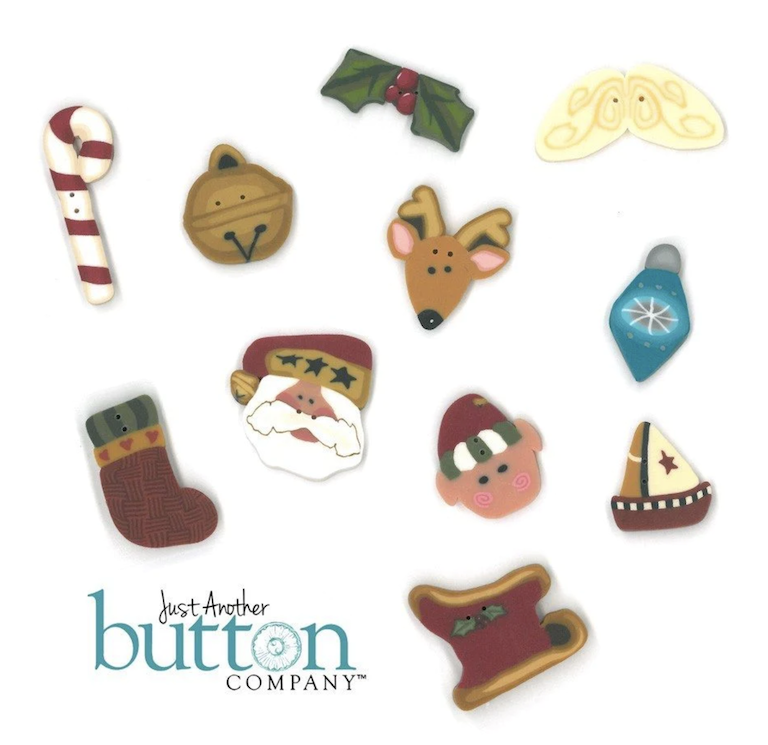 Santas Coming Stitchery Button Pack