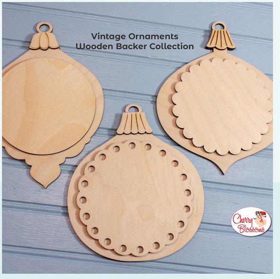 Vintage Ornaments Collection Wooden Backer